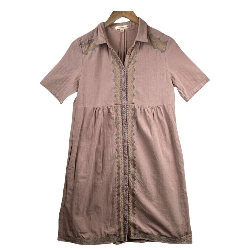 Orange Creek House Dress Sz S Mauve‎ Embroidered Housecoat Grandmacore Casual